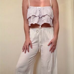 White/Very Light Lavender Ruffle Top